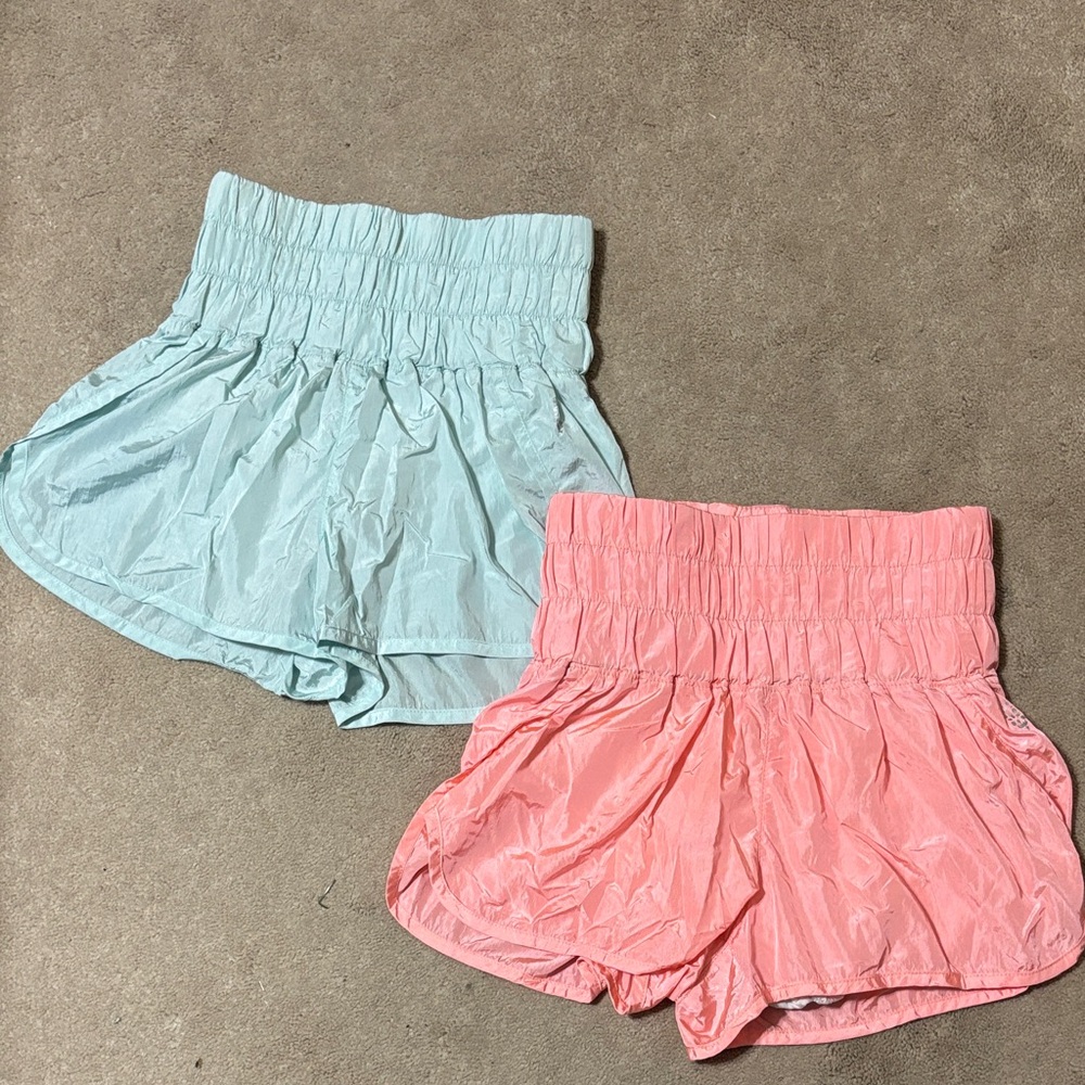 Free People Athletic Shorts in Light Blue and Pink